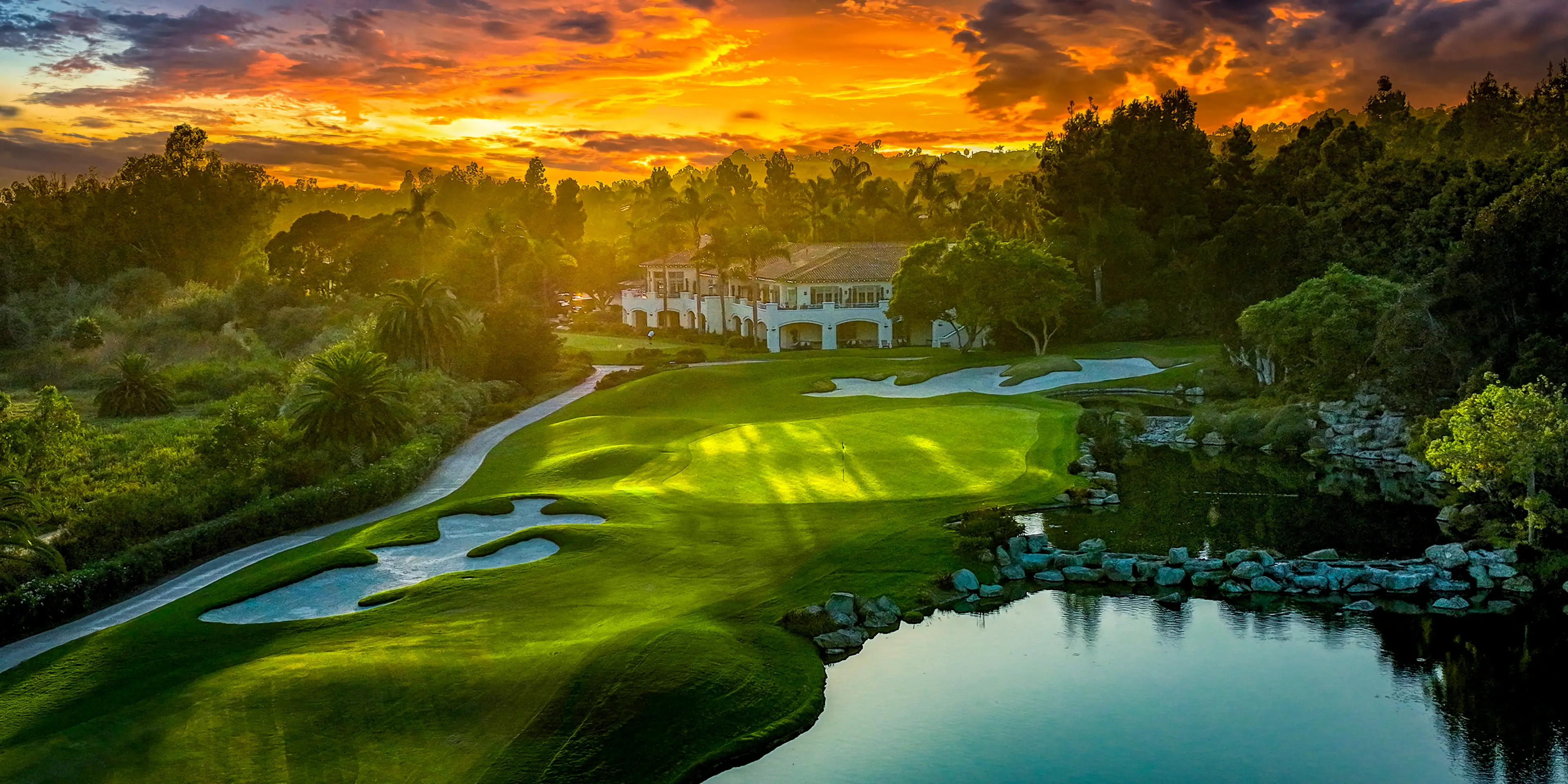Landscape putting greens and fairway photo of the Aviara Golf Club golf course