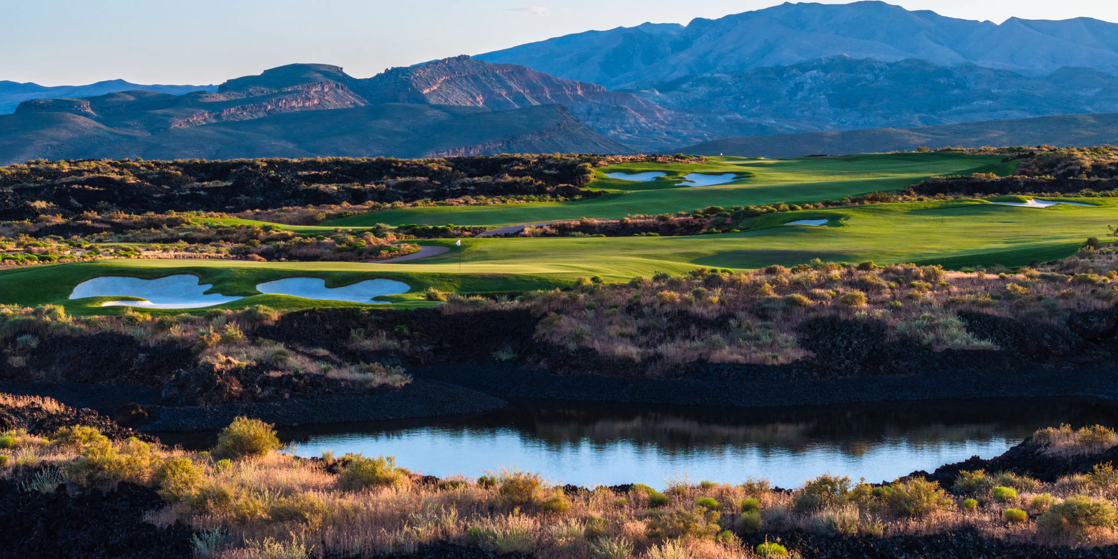 Landscape putting greens and fairway photo of the Black Desert golf course