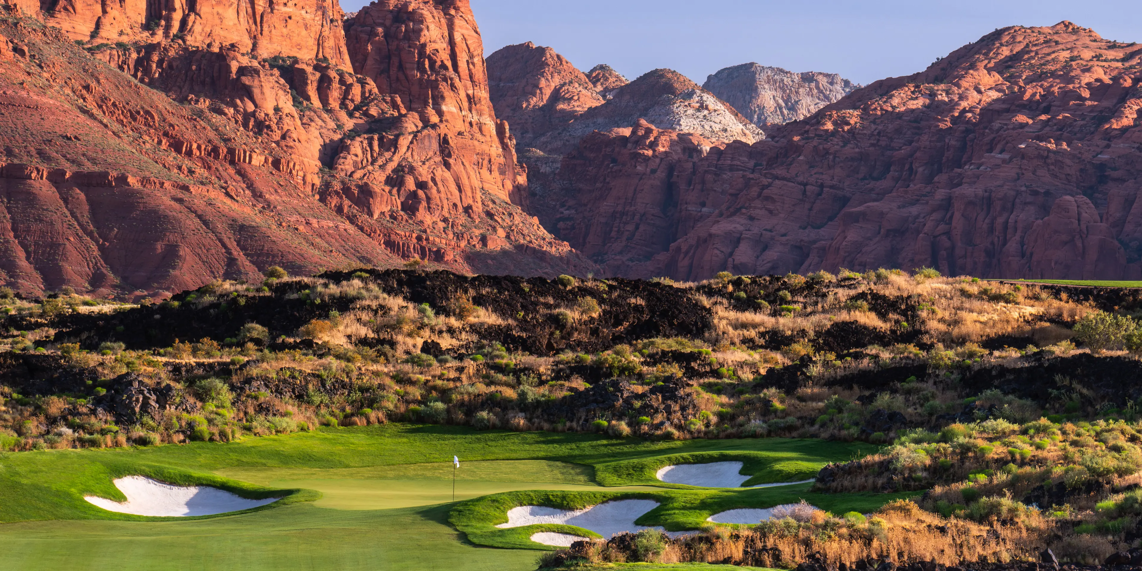 Landscape putting greens and fairway photo of the Black Desert golf course