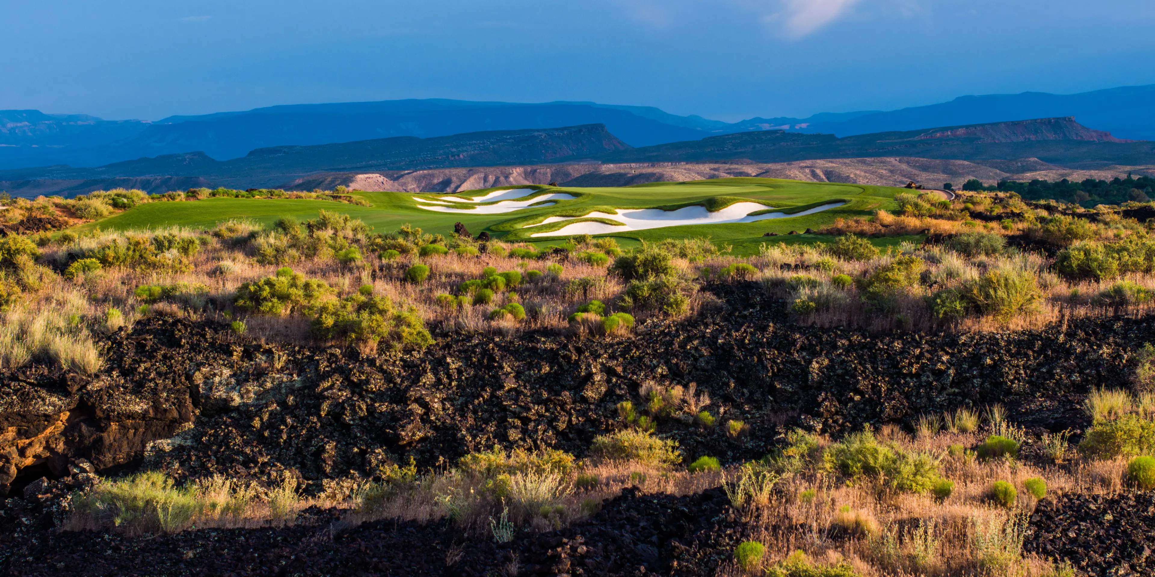 Landscape putting greens and fairway photo of the Black Desert golf course