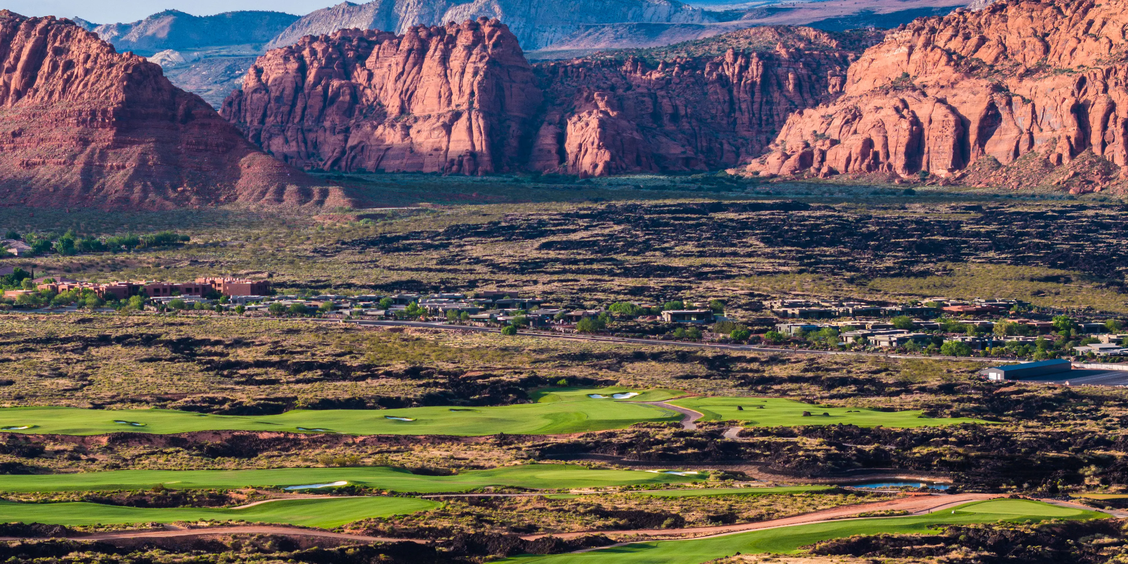 Landscape putting greens and fairway photo of the Black Desert golf course