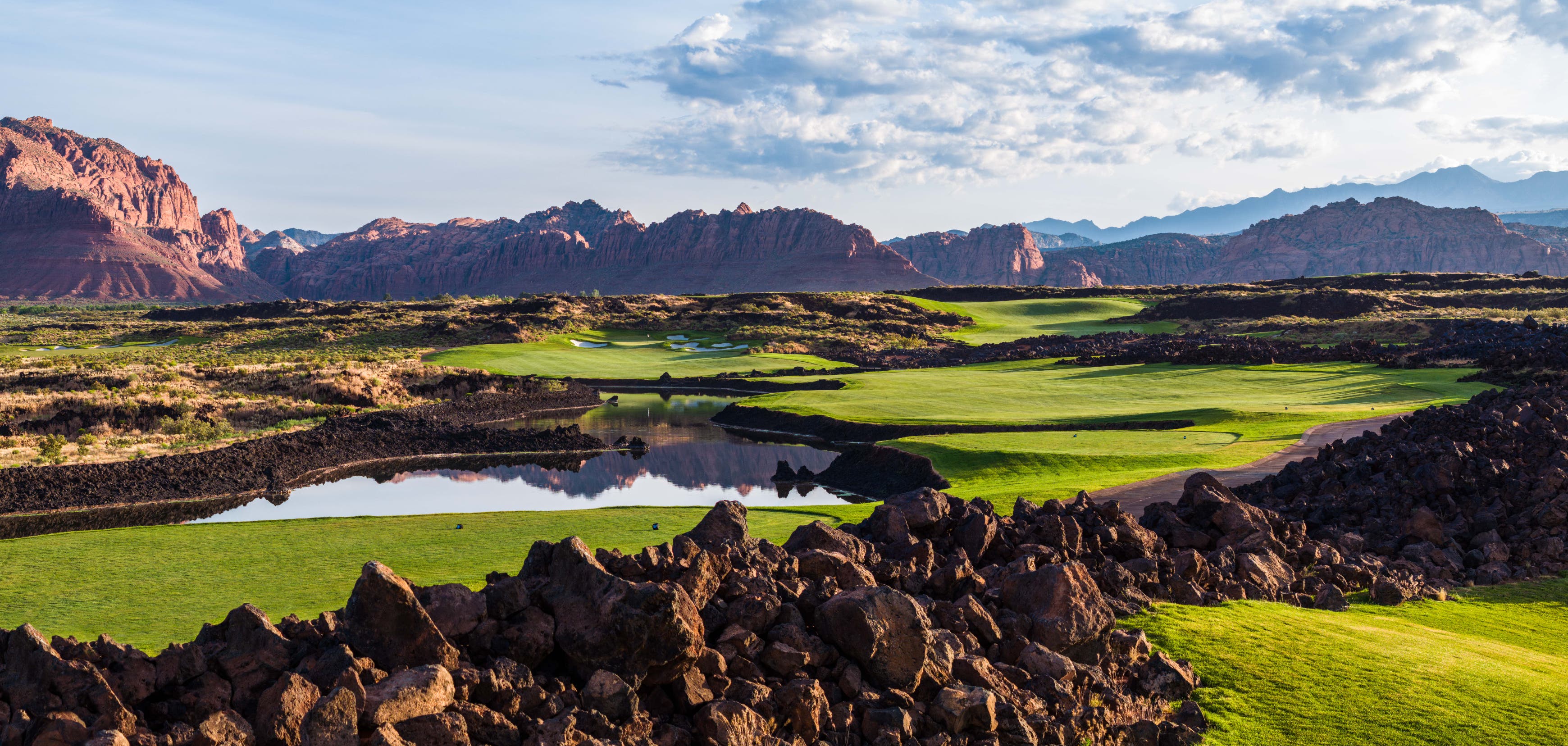 Landscape putting greens and fairway photo of the Black Desert golf course