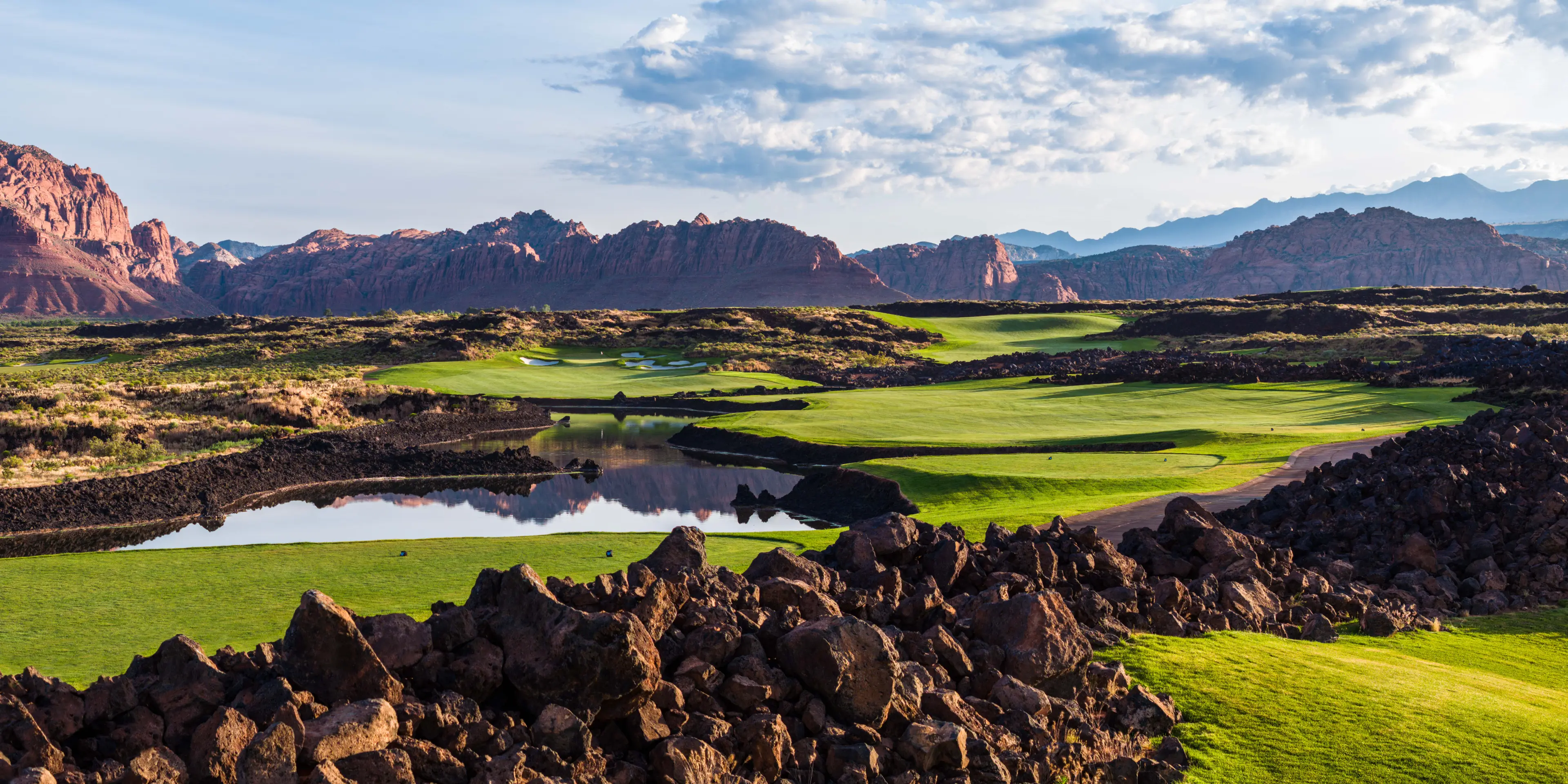 Landscape putting greens and fairway photo of the Black Desert golf course