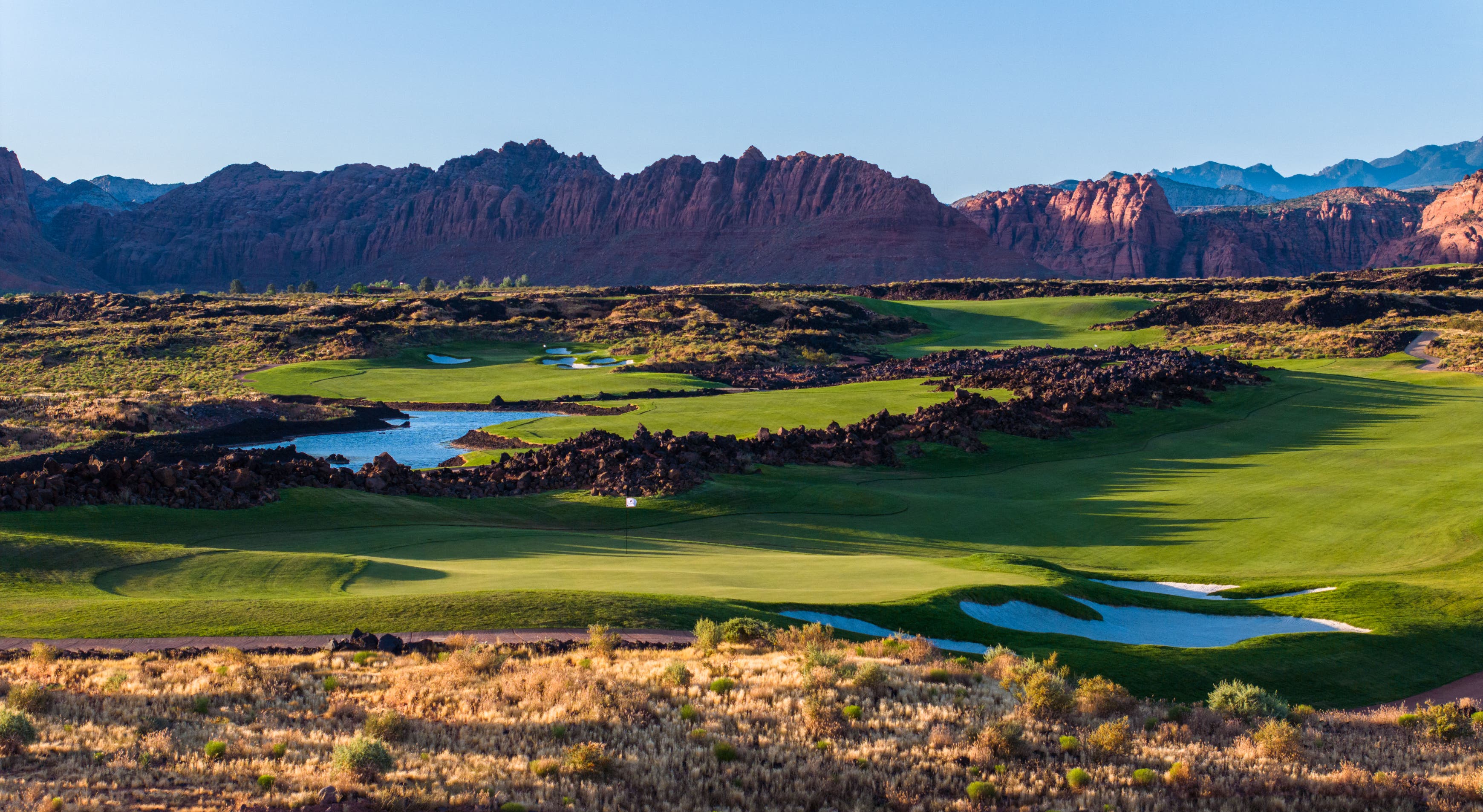 Landscape putting greens and fairway photo of the Black Desert golf course
