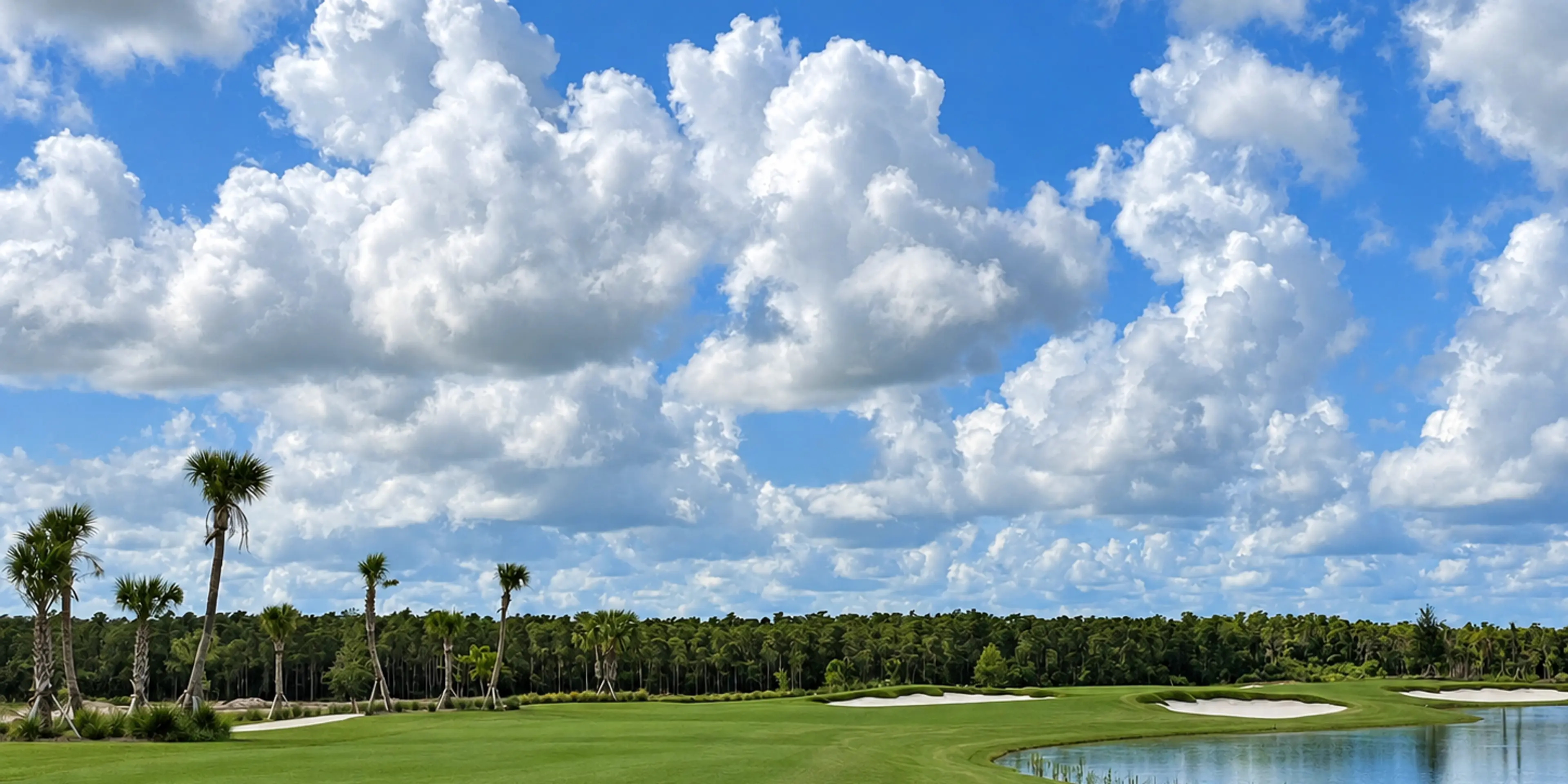 Landscape putting greens and fairway photo of the Esplanade at Rivergrass golf course