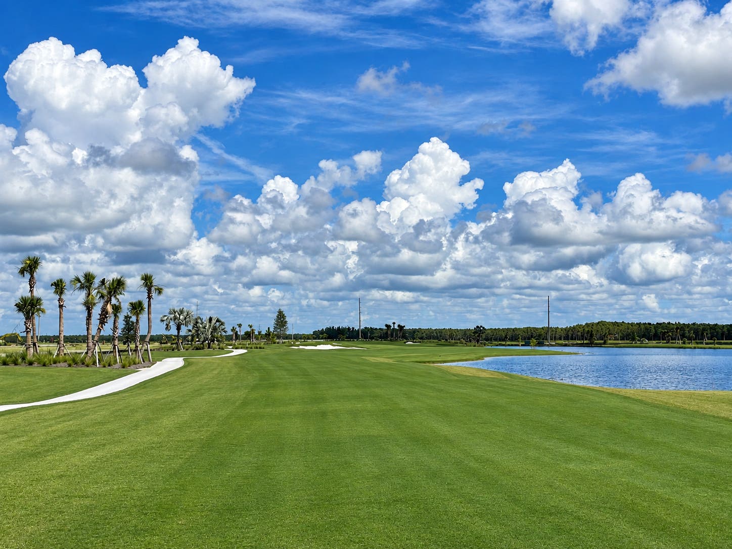 Landscape putting greens and fairway photo of the Esplanade at Rivergrass golf course
