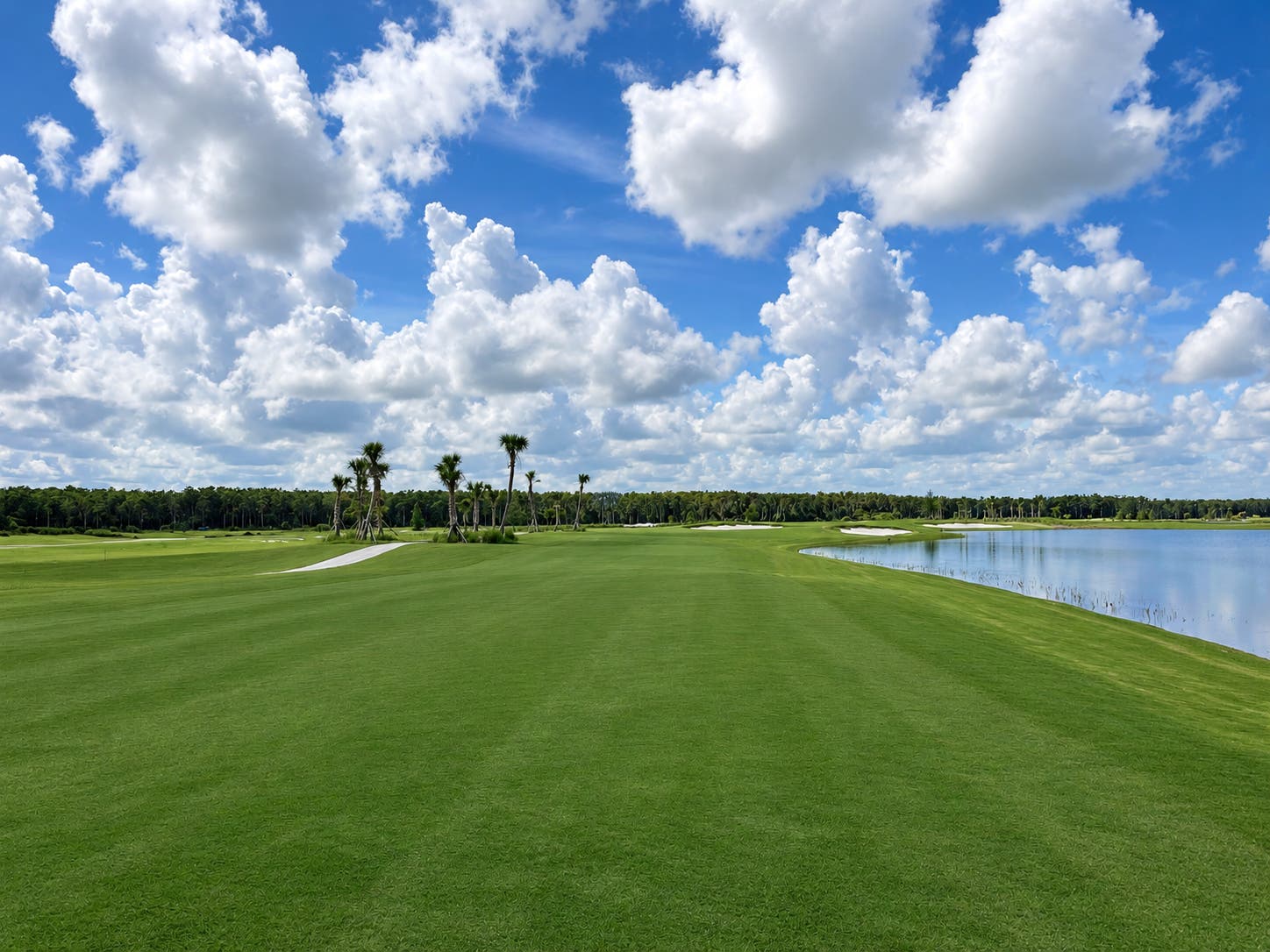 Landscape putting greens and fairway photo of the Esplanade at Rivergrass golf course