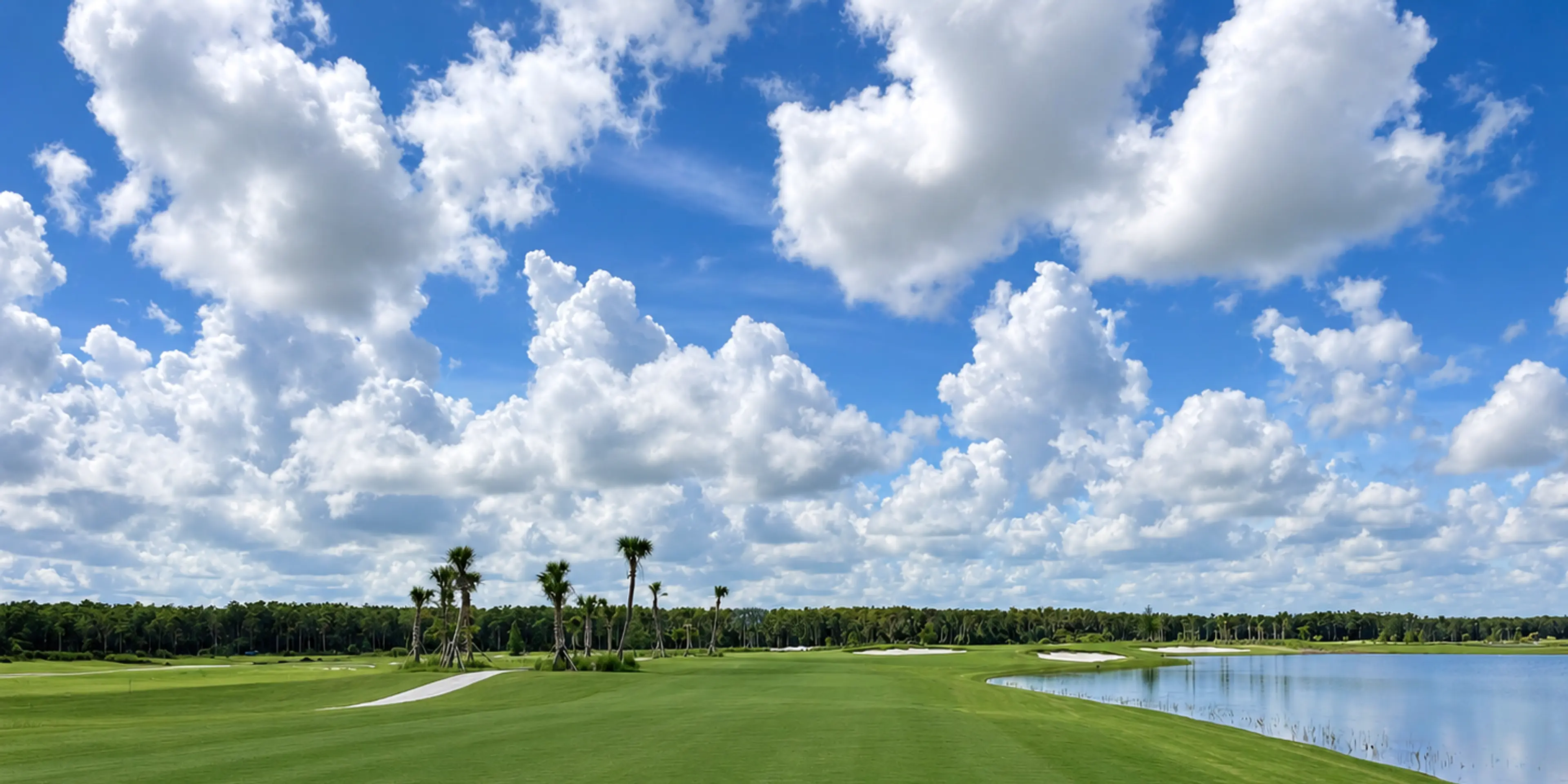 Landscape putting greens and fairway photo of the Esplanade at Rivergrass golf course
