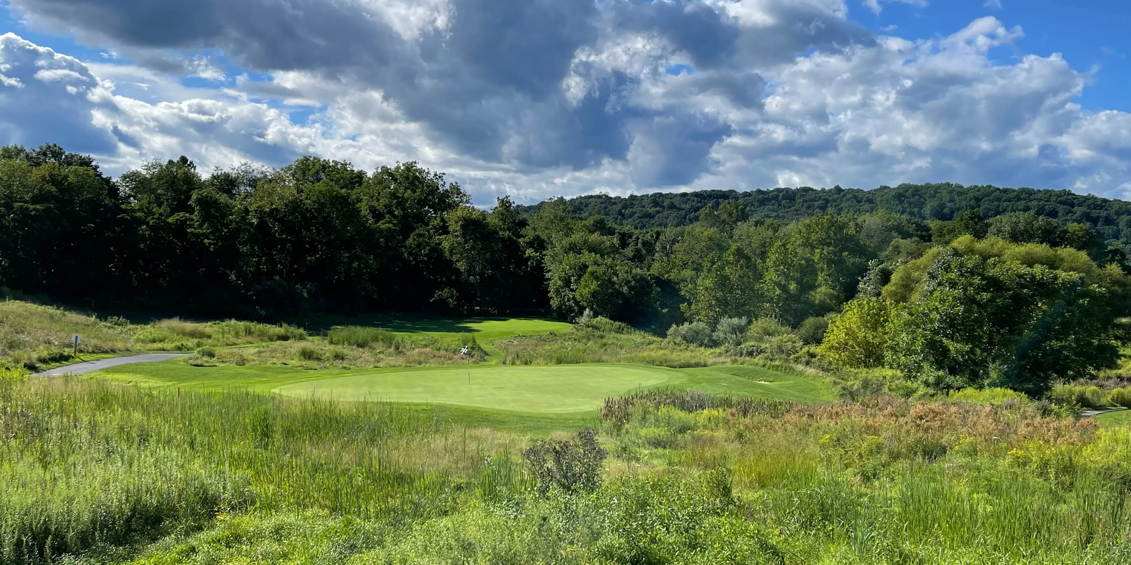 Landscape putting greens and fairway photo of the High Bridge Hills Golf Club golf course