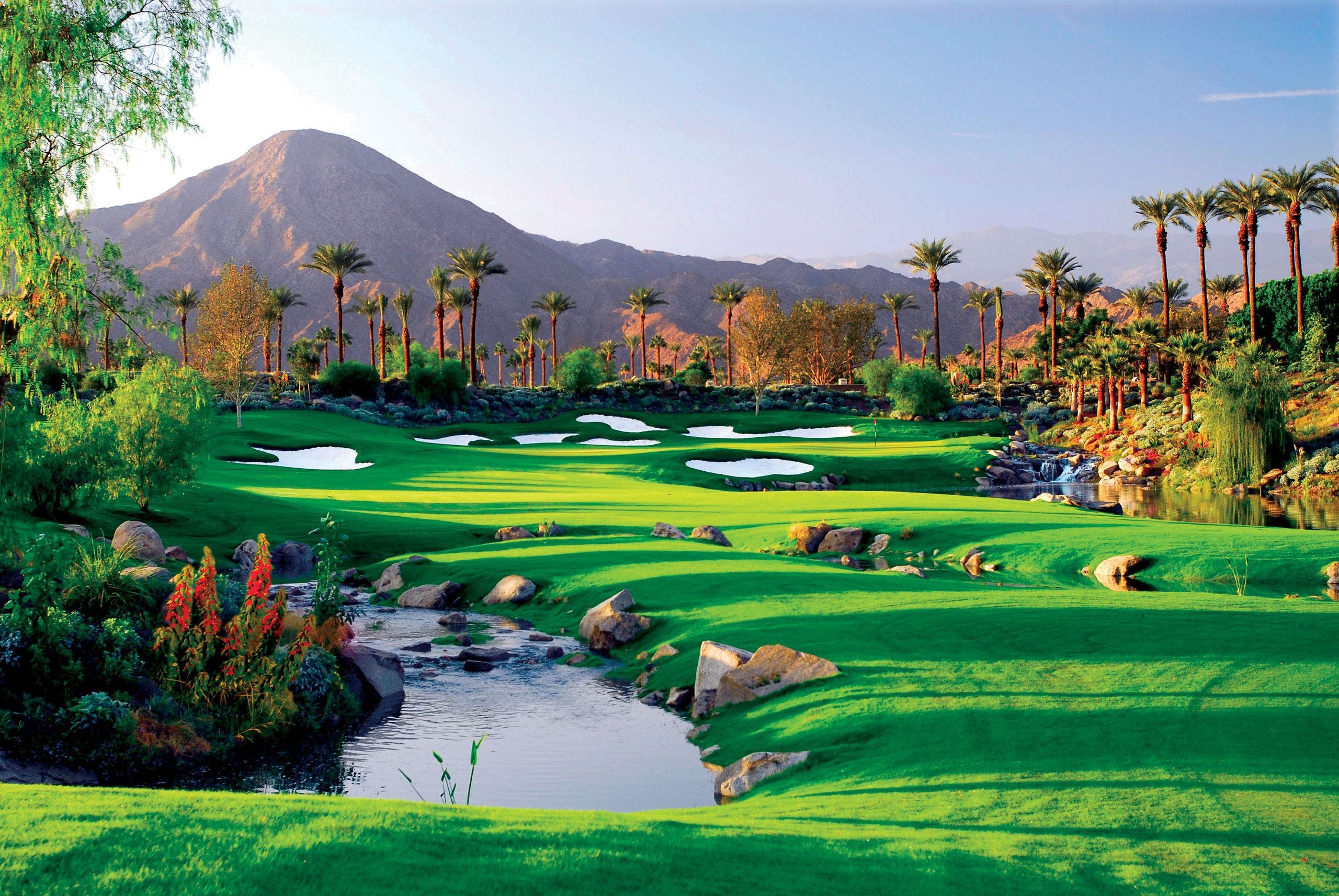 Landscape putting greens and fairway photo of the Indian Wells Golf Resort golf course