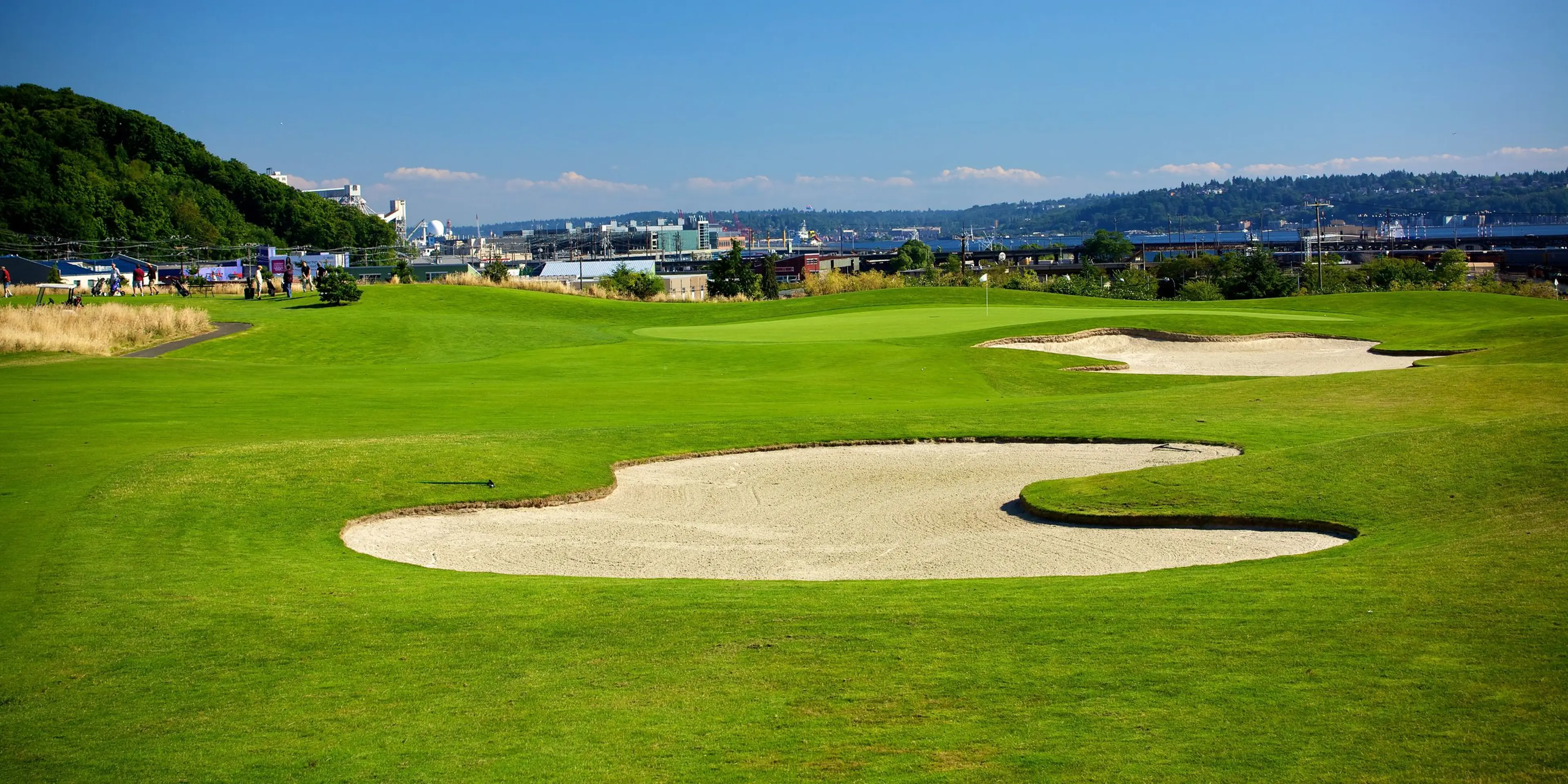 Landscape putting greens and fairway photo of the Interbay Golf Center golf course