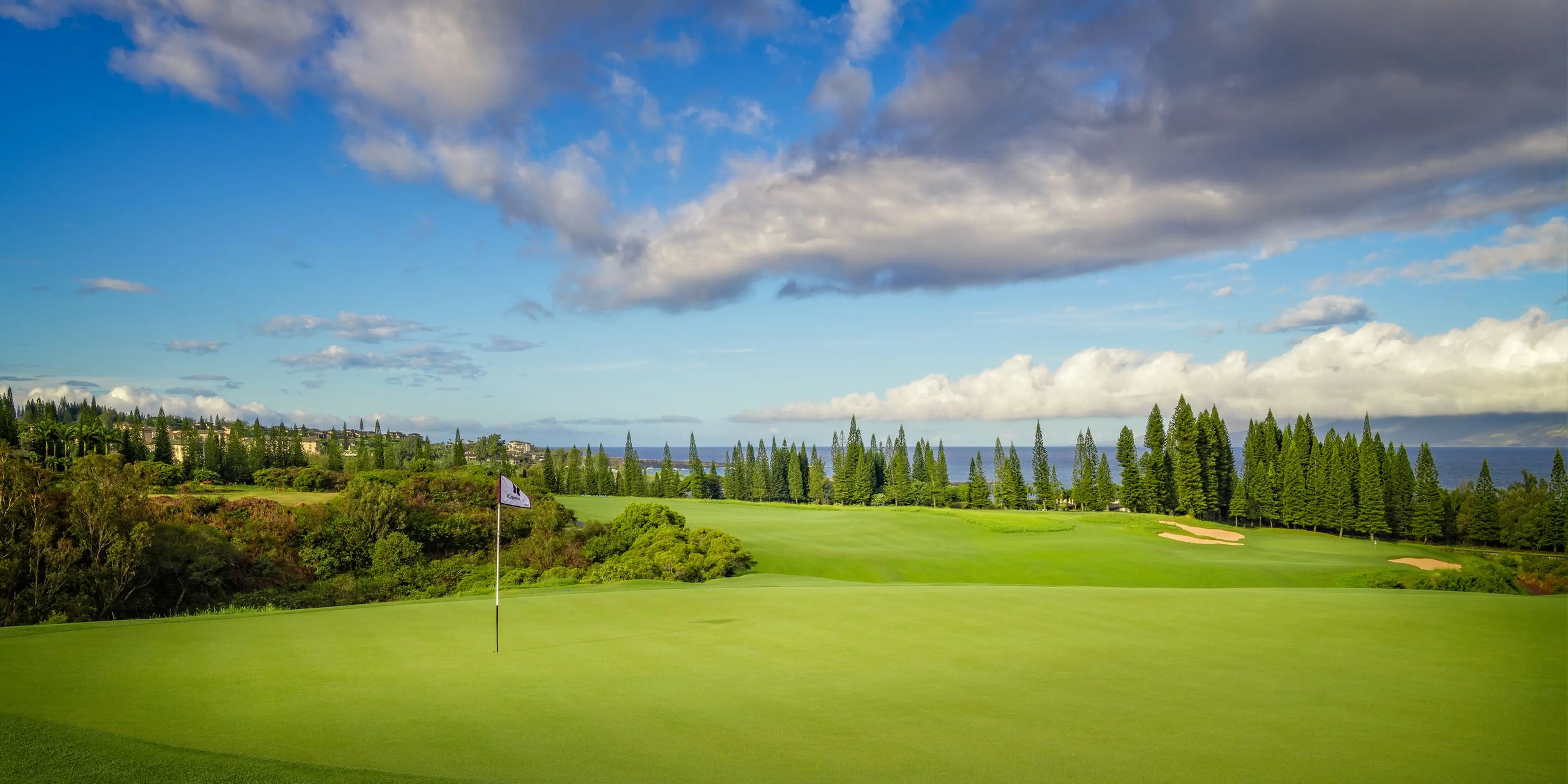 Landscape putting greens and fairway photo of the Kapalua golf course