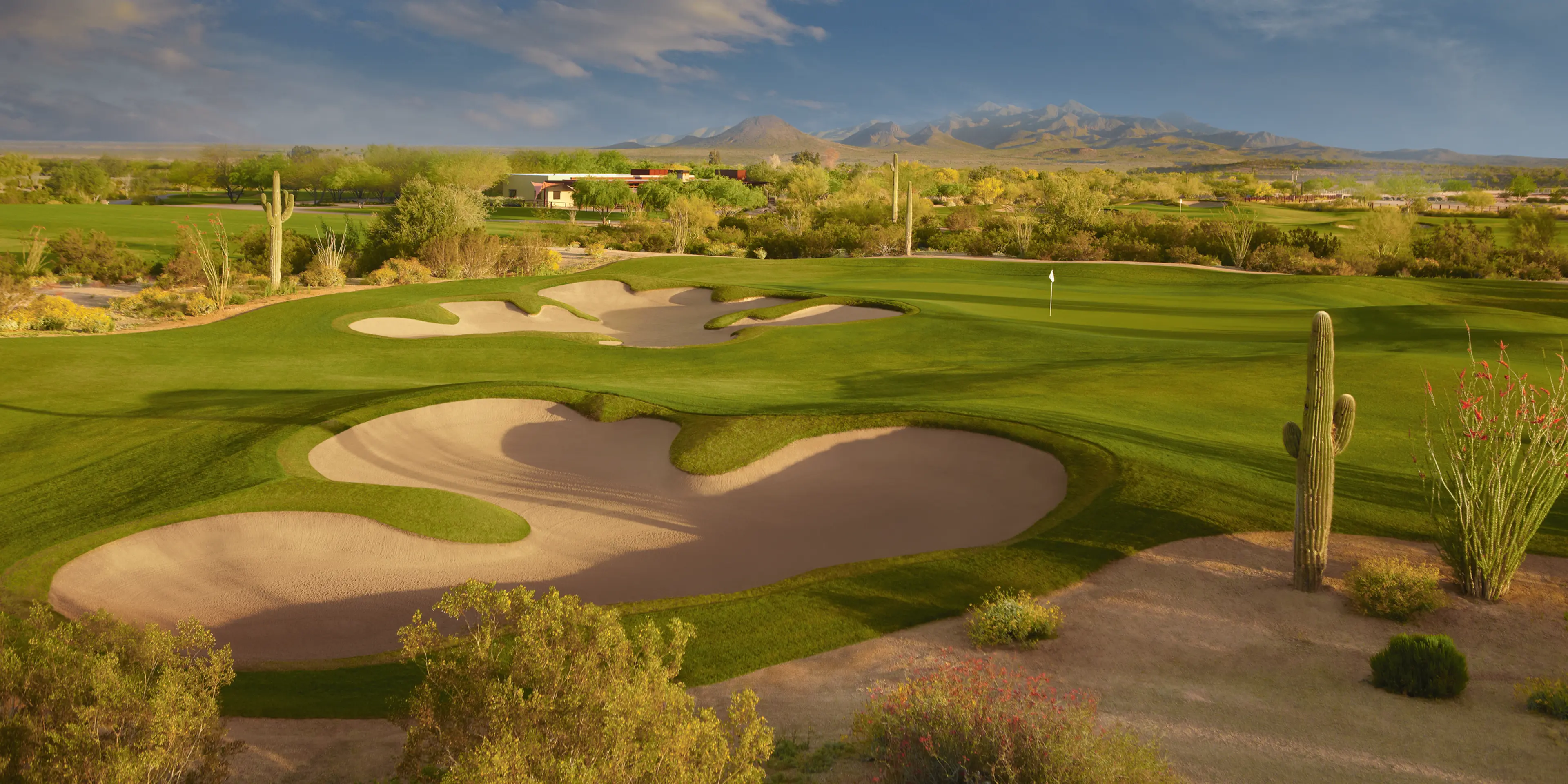 Landscape putting greens and fairway photo of the Longbow Golf Club golf course