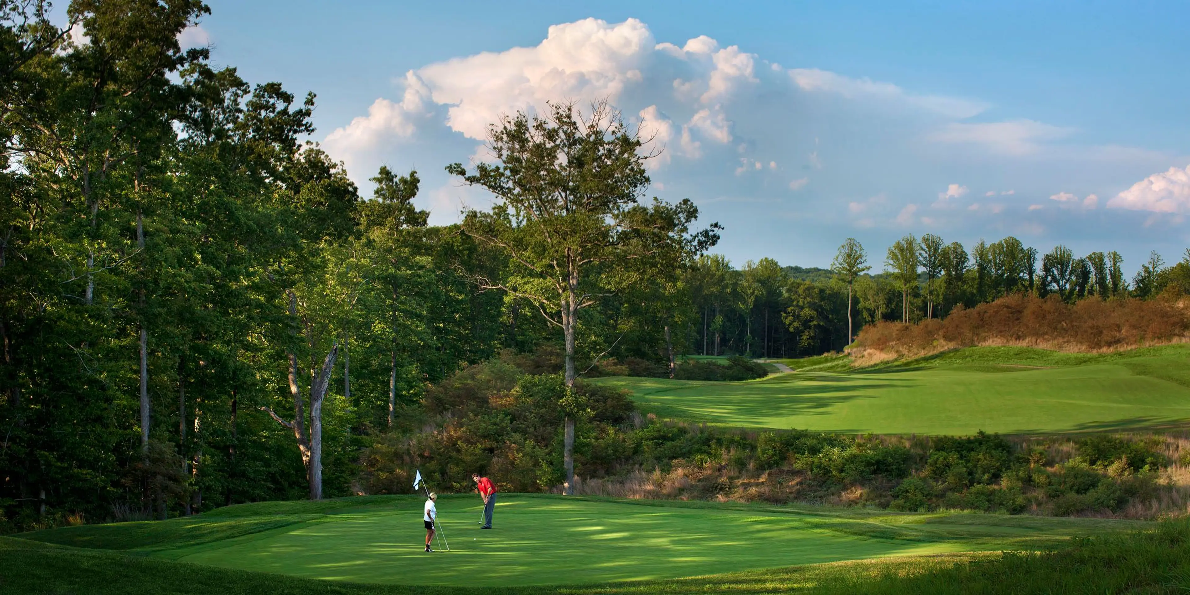 Landscape putting greens and fairway photo of the Potomac Shores Golf Club golf course