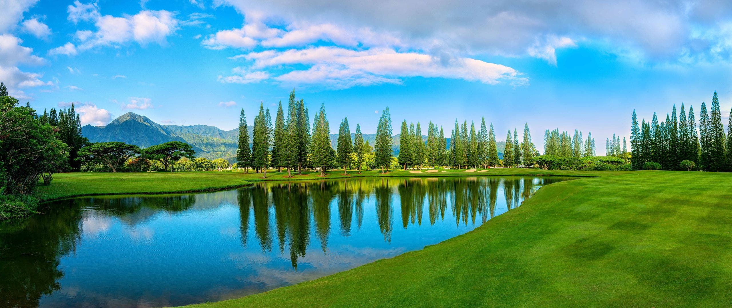 Landscape putting greens and fairway photo of the Princeville Makai Golf Club golf course